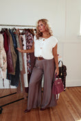 Load image into Gallery viewer, Clarette Wide Leg Trousers - Mocha Satin