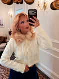Load image into Gallery viewer, The Chalet Fur Collar Cardigan — Heirloom Cream