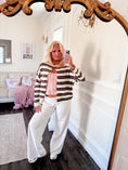 Load image into Gallery viewer, Timeless Threads Cardigan - Chocolate/Strawberry