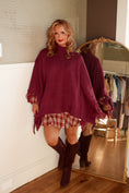 Load image into Gallery viewer, The Huntleigh Fringe Poncho – Wineberry