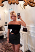 Load image into Gallery viewer, Bardot Mini Dress — Noir Polka Dot
