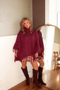 Load image into Gallery viewer, The Huntleigh Fringe Poncho – Wineberry