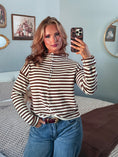 Load image into Gallery viewer, The Ashford Stripe Mockneck - Chocolate
