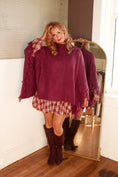 Load image into Gallery viewer, The Huntleigh Fringe Poncho – Wineberry