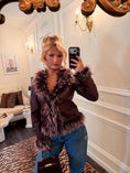 Load image into Gallery viewer, Brigitte Fur-Trim Jacket — Bordeaux