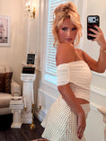 Load image into Gallery viewer, Bardot Mini Dress — Crème Polka Dot