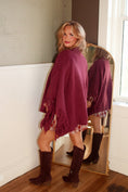 Load image into Gallery viewer, The Huntleigh Fringe Poncho – Wineberry