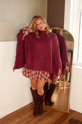 Load image into Gallery viewer, The Huntleigh Fringe Poncho – Wineberry