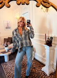 Load image into Gallery viewer, Frankie Oversized Plaid Shirt — Denim Blue