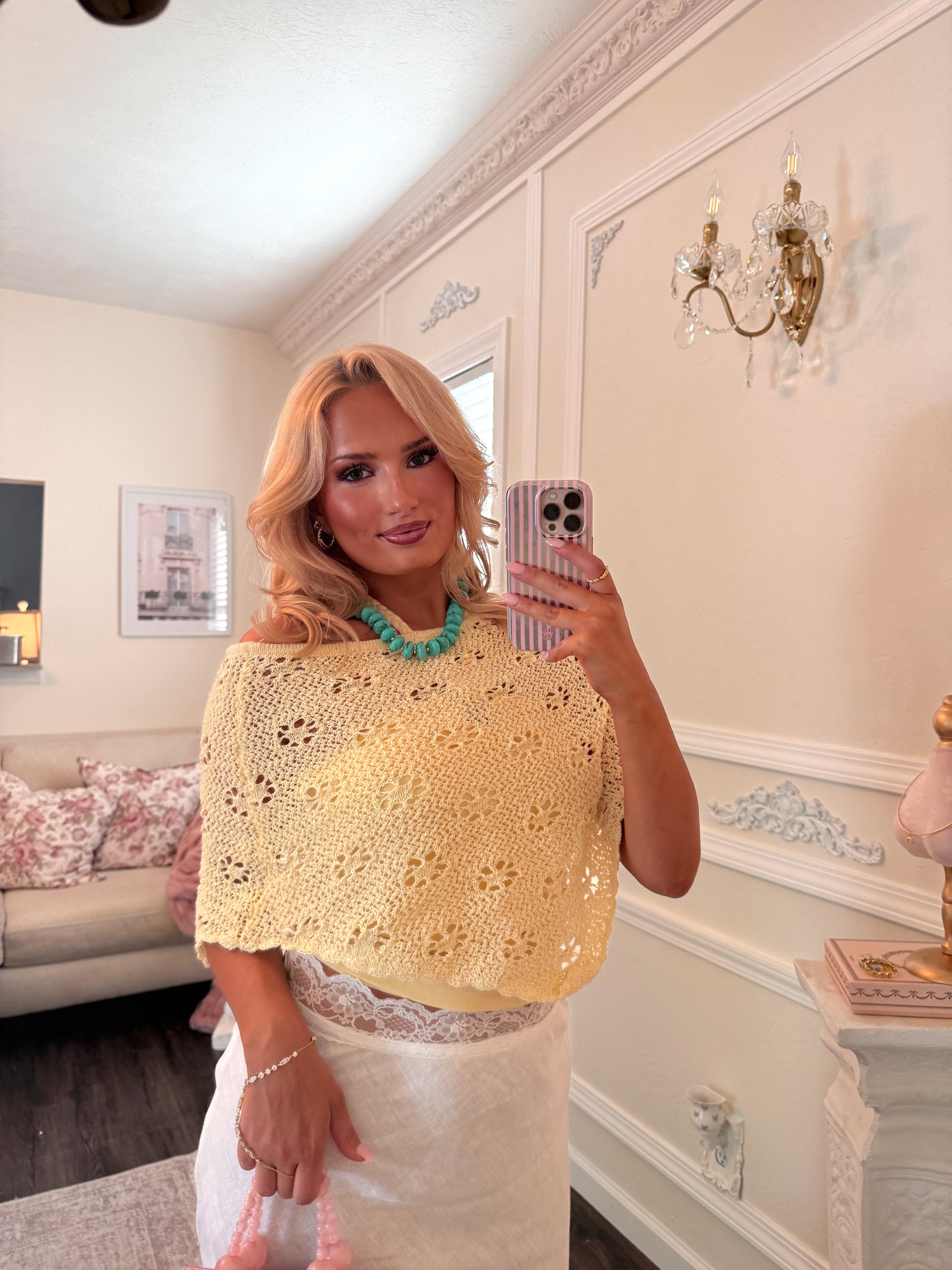 The Evermore Crochet Poncho - Yellow