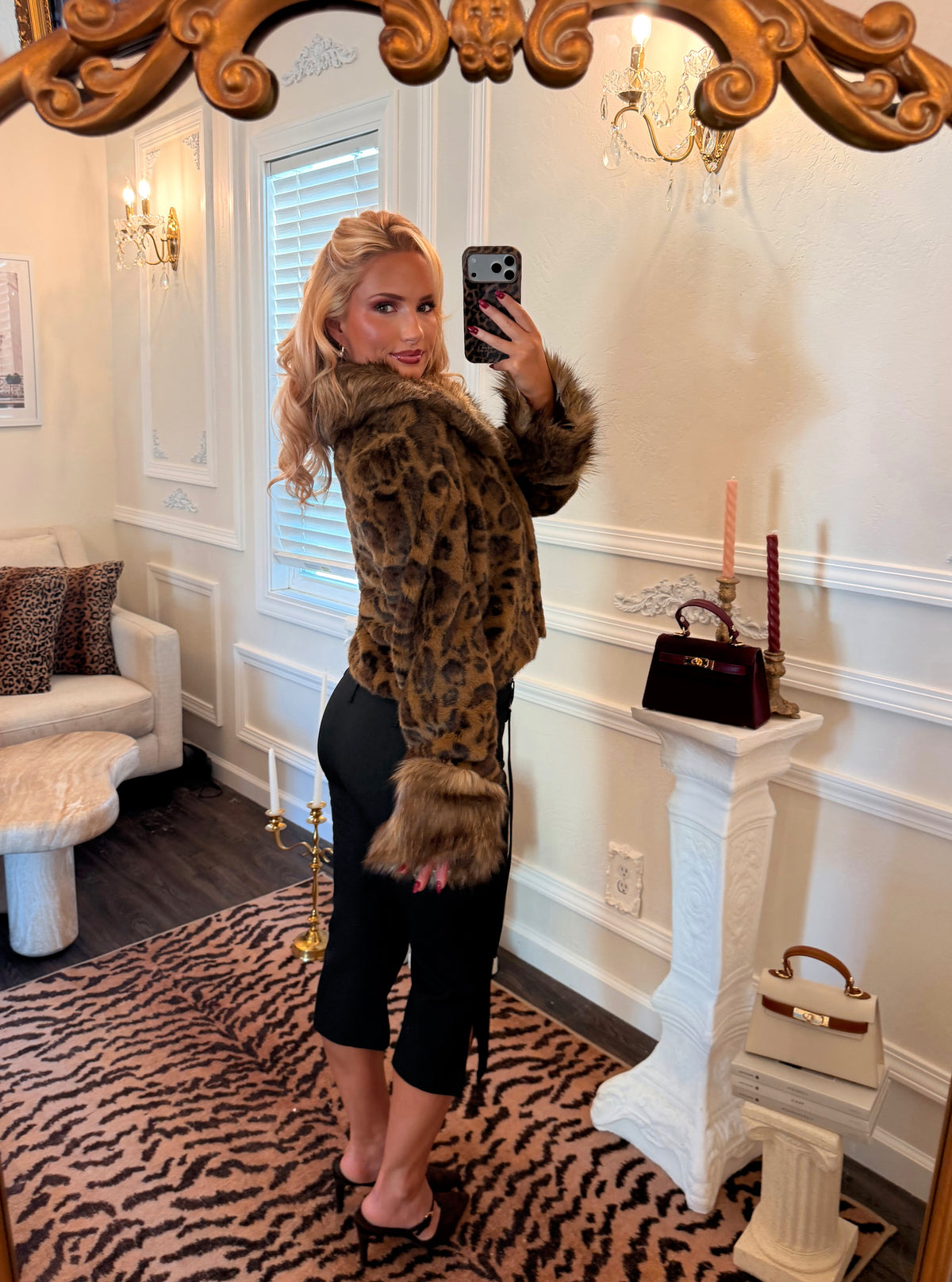 Mika Leopard Faux Fur Jacket