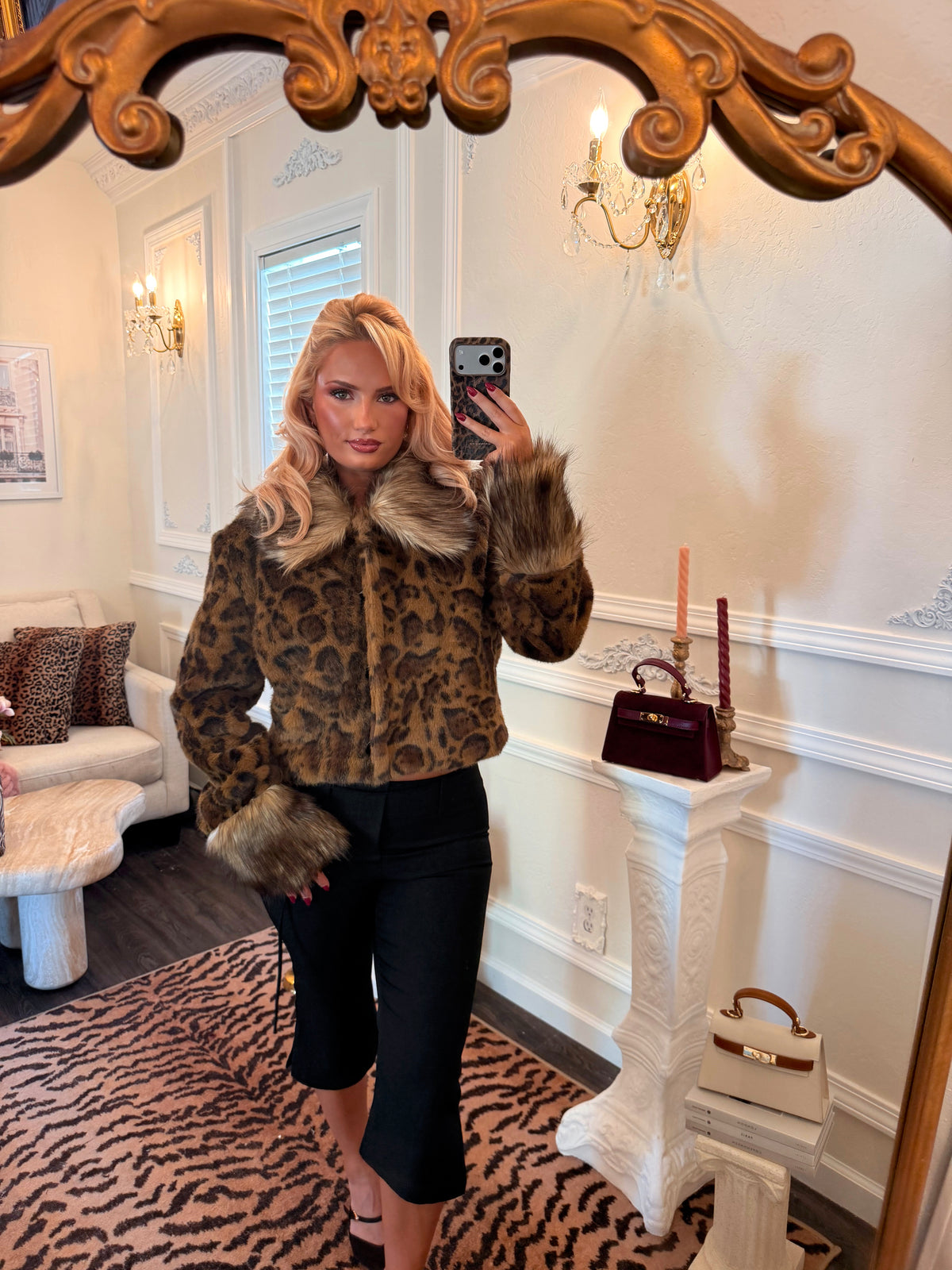 Mika Leopard Faux Fur Jacket