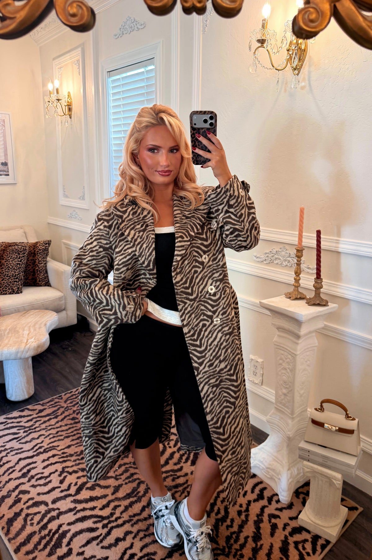 Montaigne Zebra Longline Trench Coat