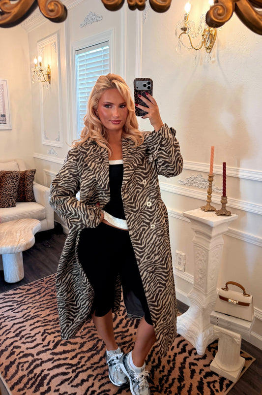 Montaigne Zebra Longline Trench Coat