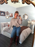 Load image into Gallery viewer, Timeless Threads Cardigan - Espresso Stripes
