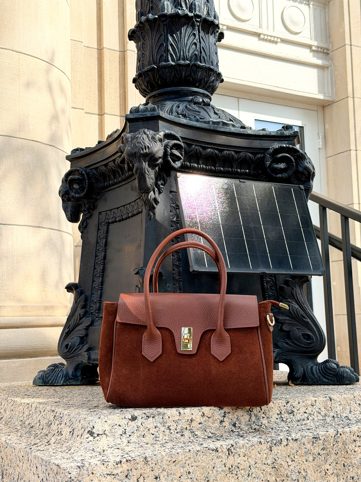 The Blair Suede Handbag — Cognac
