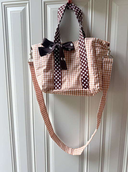 Polkadots & Pecan Vintage Tote