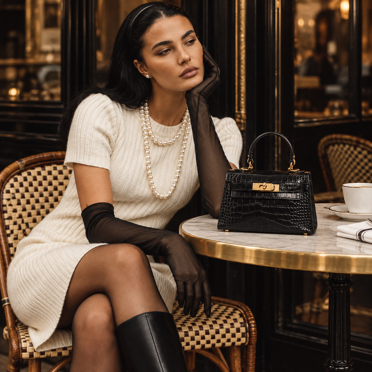 The Janáe Mini Handbag — Noir Croc