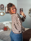 Load image into Gallery viewer, Timeless Threads Cardigan - Espresso Stripes
