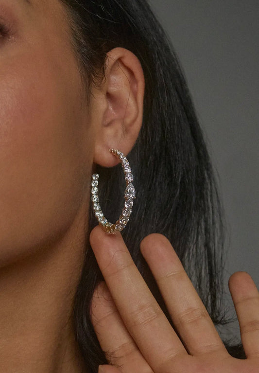 Halle CZ Large C Hoop Earrings