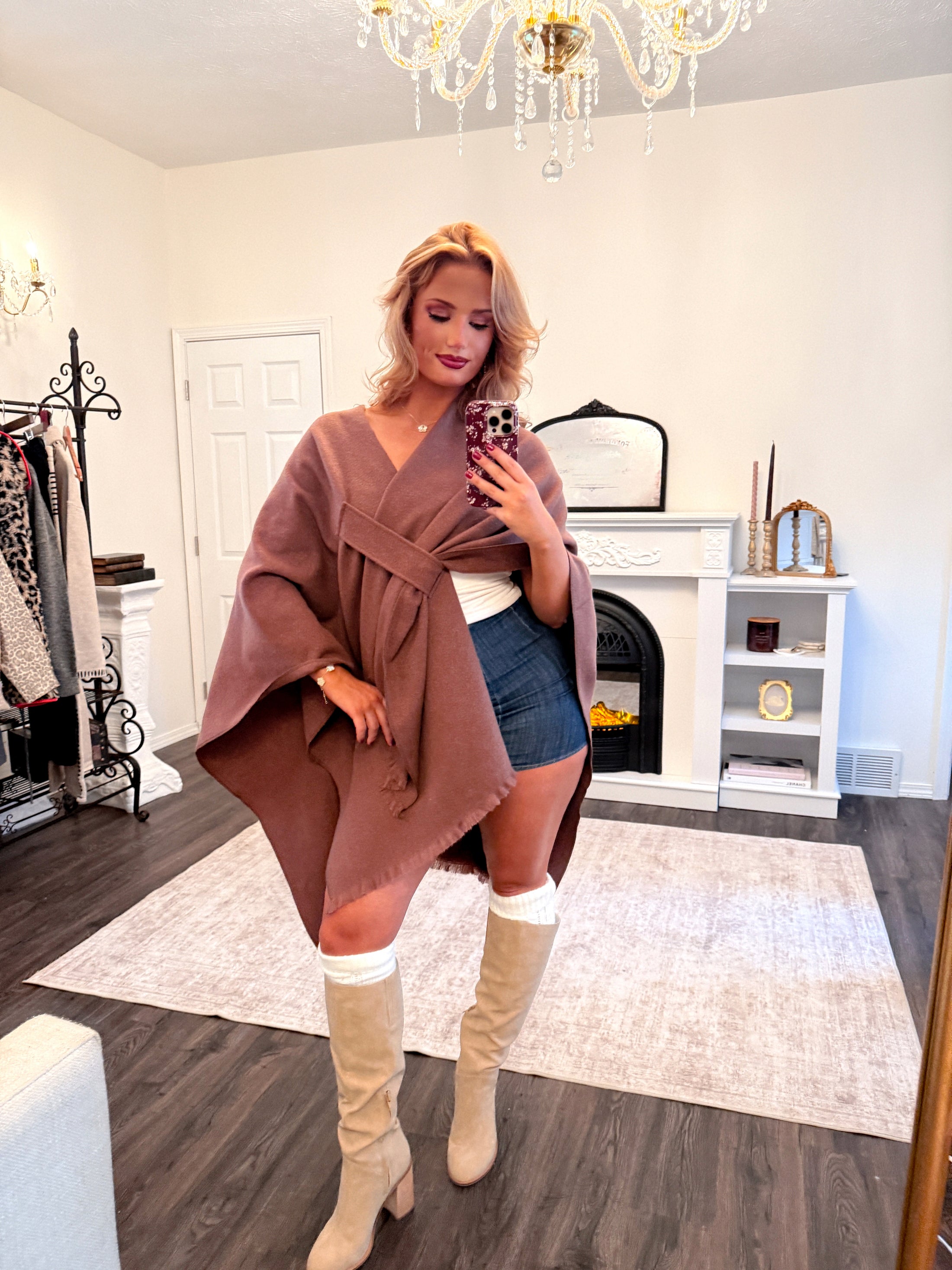 The Voilà Shawl Poncho – Café Mocha