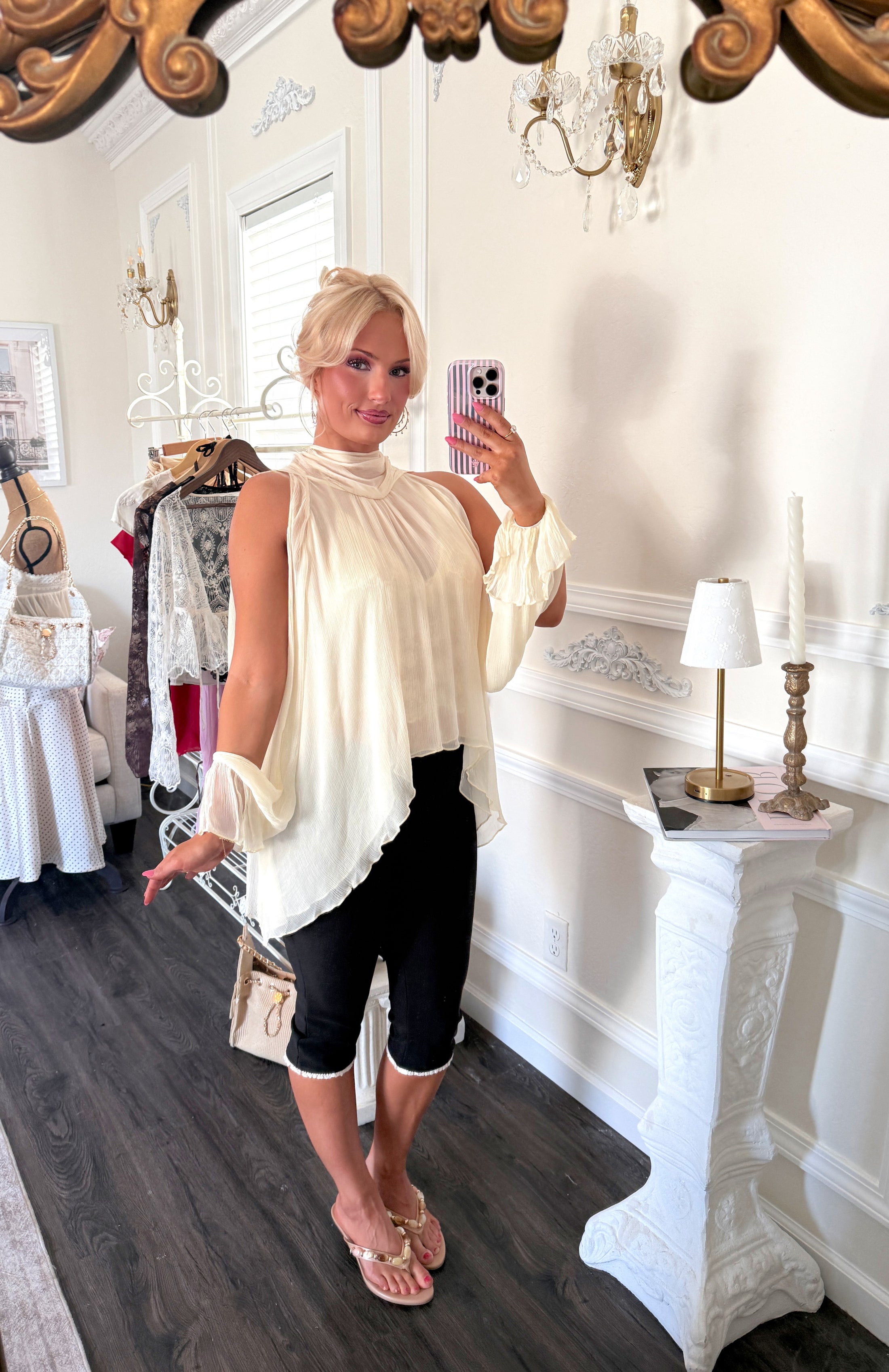 The Tuileries Chiffon Blouse – Crème