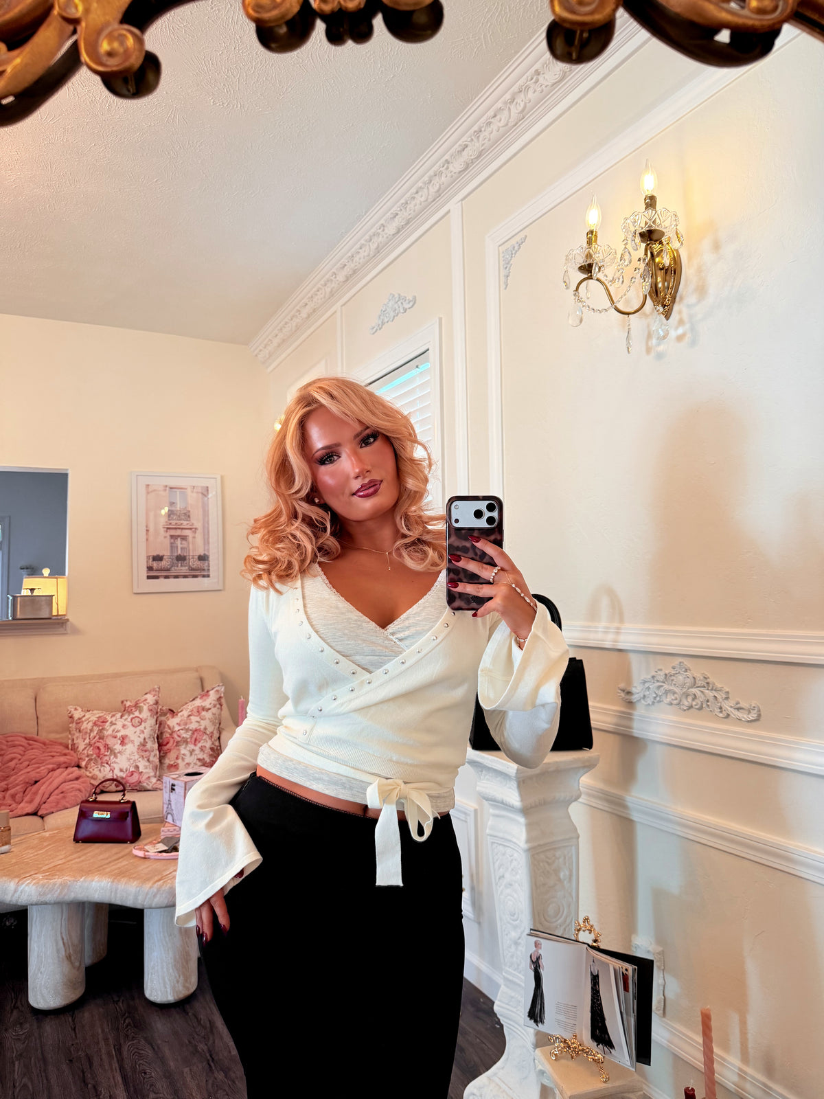 The Romy Studded Wrap Sweater