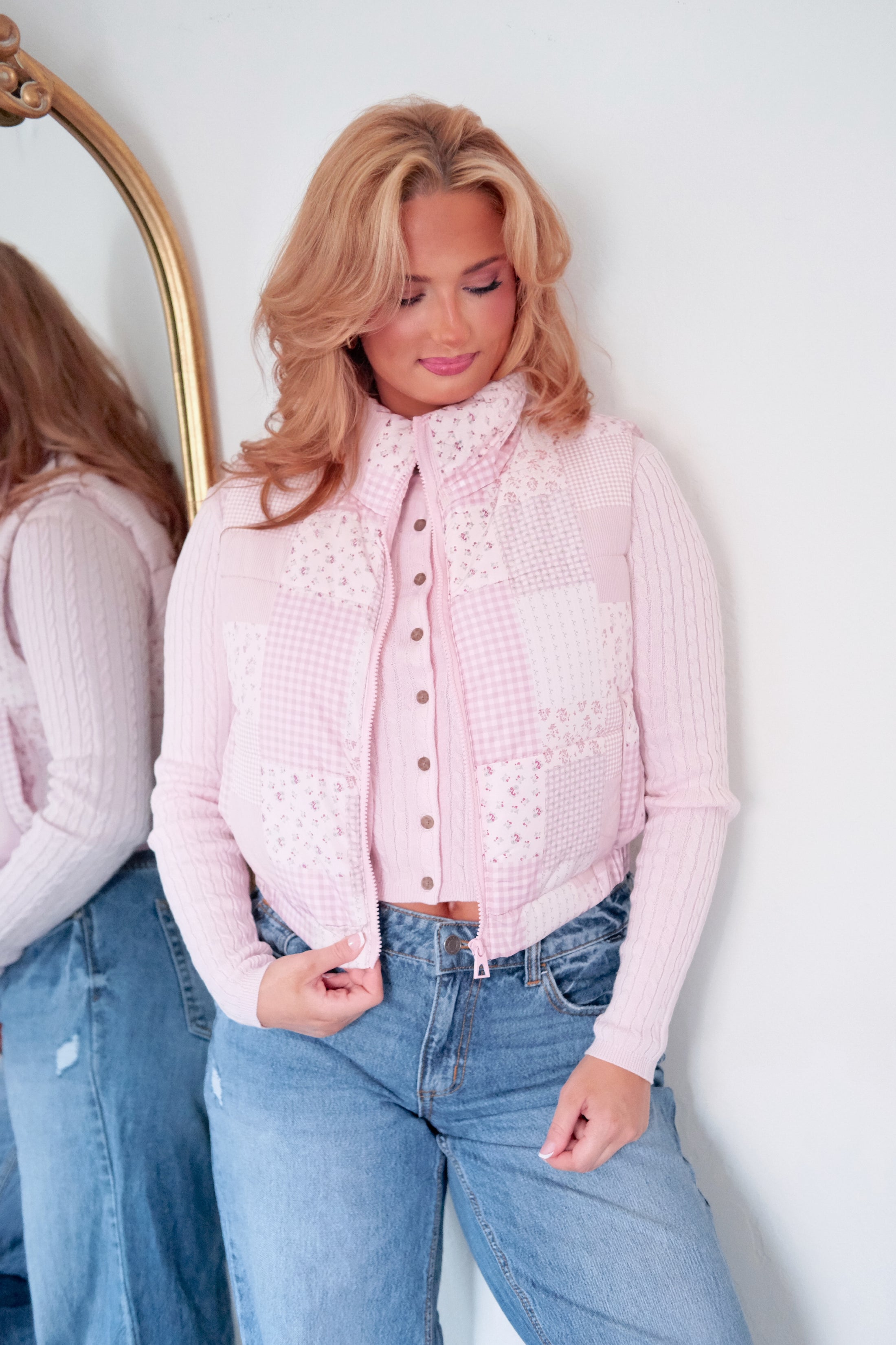 The Frosted Peony Patchwork Vest