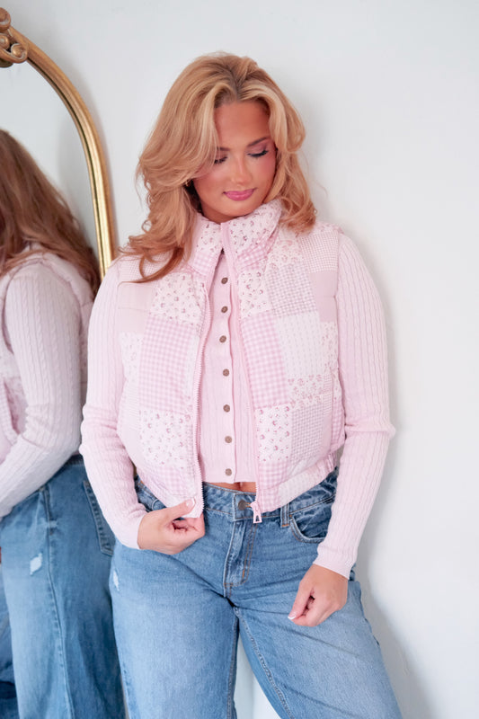 The Frosted Peony Patchwork Vest