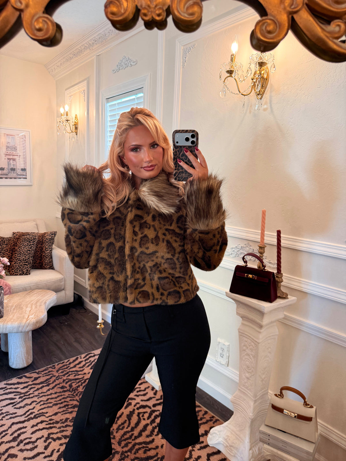 Mika Leopard Faux Fur Jacket
