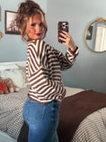 Load image into Gallery viewer, Timeless Threads Cardigan - Espresso Stripes
