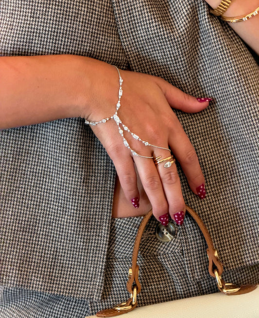 The Vendôme Crystal Hand Chain - Silver