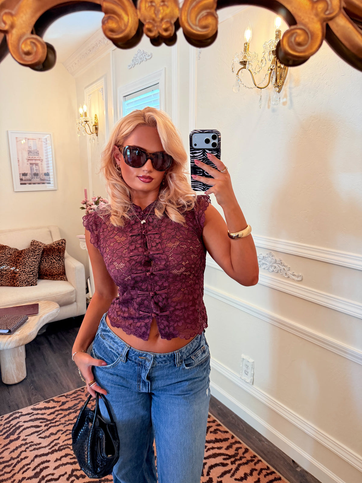 The Odette Lace Top — Plum