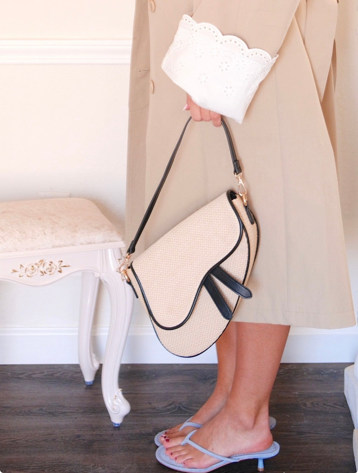 The Camille Raffia Saddle Bag