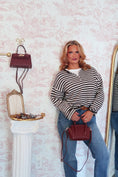 Load image into Gallery viewer, Bordeaux Stripe Henley
