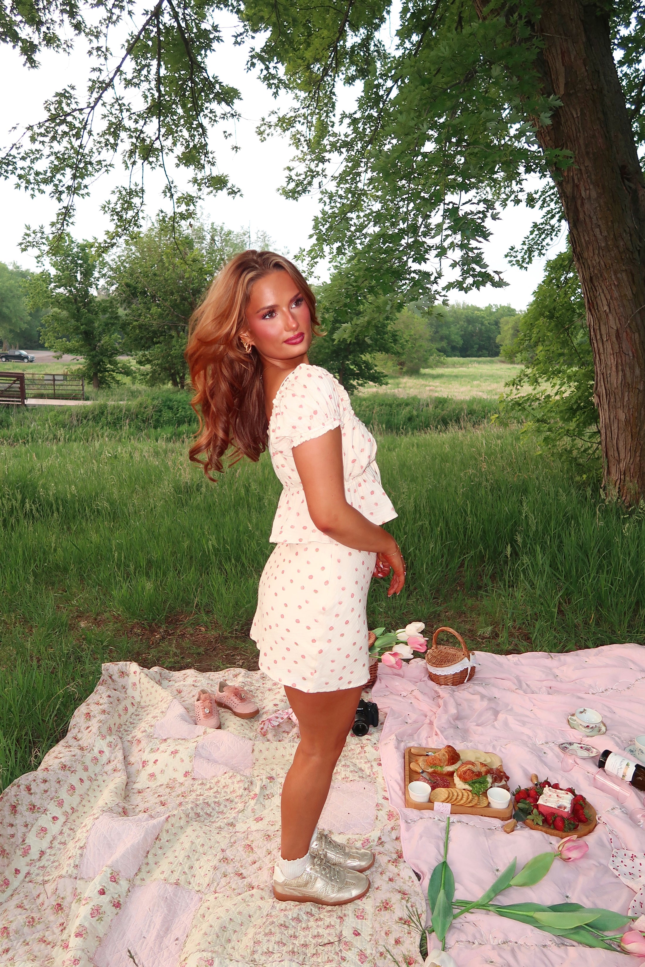 Strawberries & Crème Skirt Set