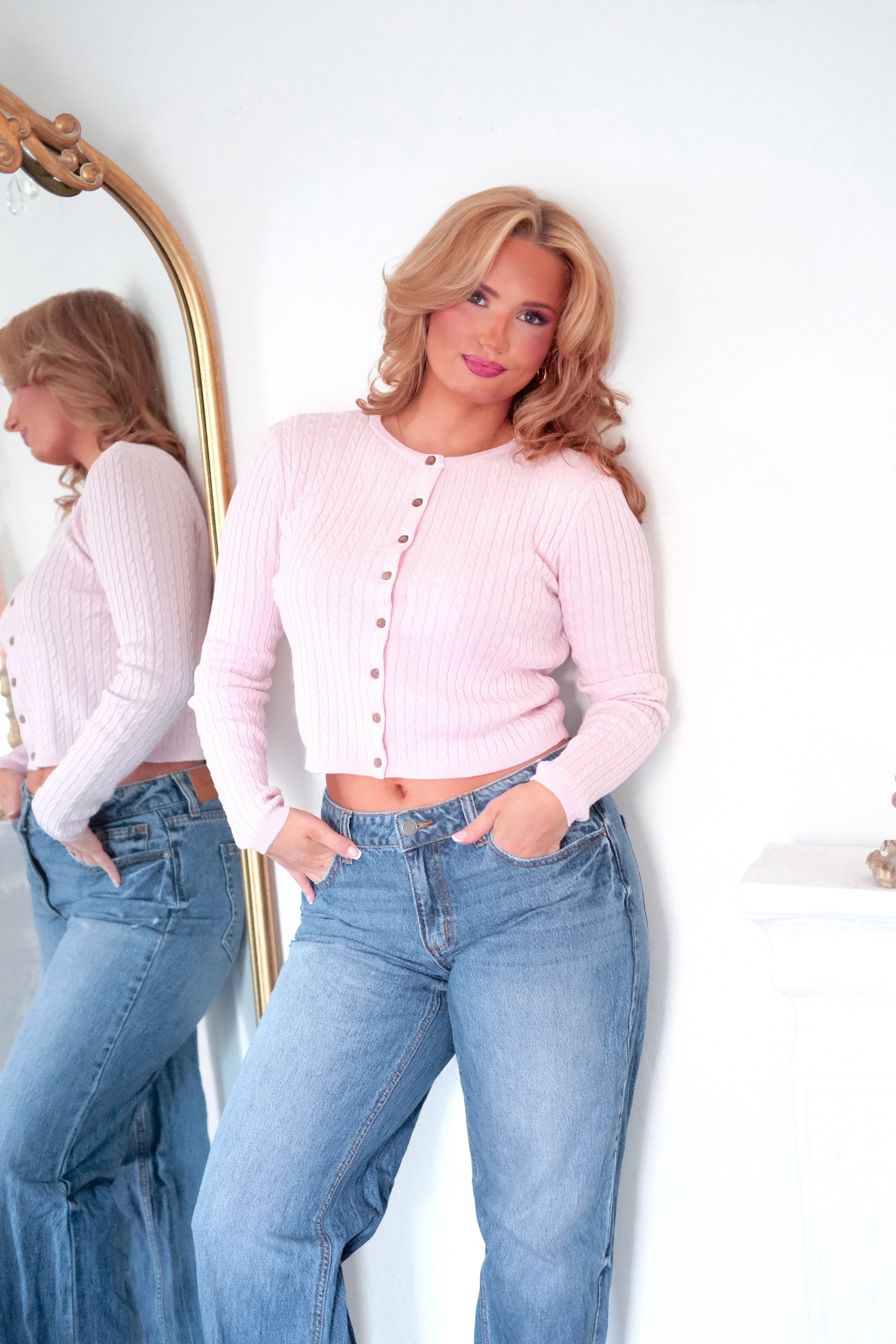 The Madeleine Cardigan - Frosted Peony