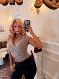 Load image into Gallery viewer, The Madeleine Wrap Sweater — Parisian Fig
