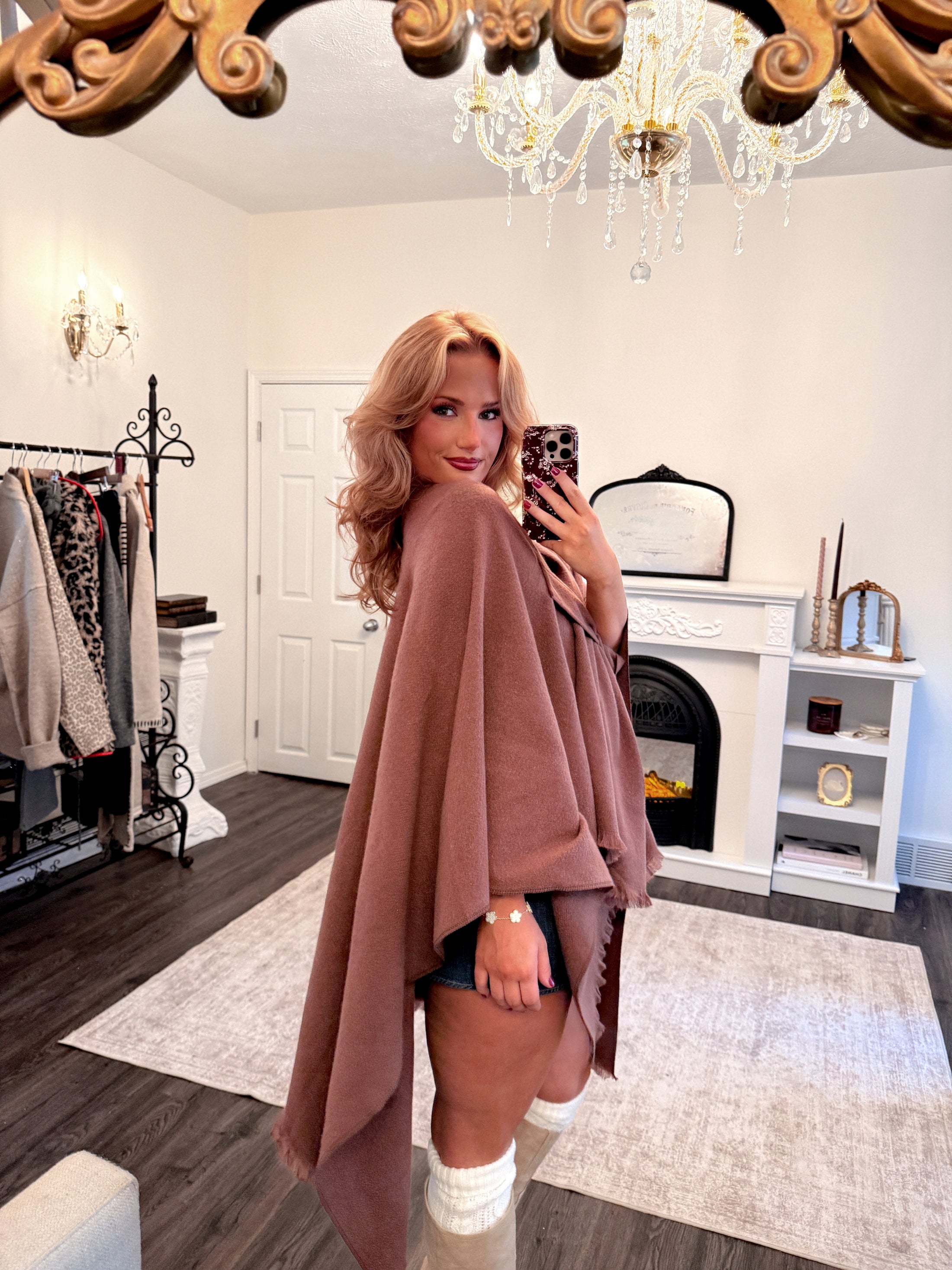 The Voilà Shawl Poncho – Café Mocha