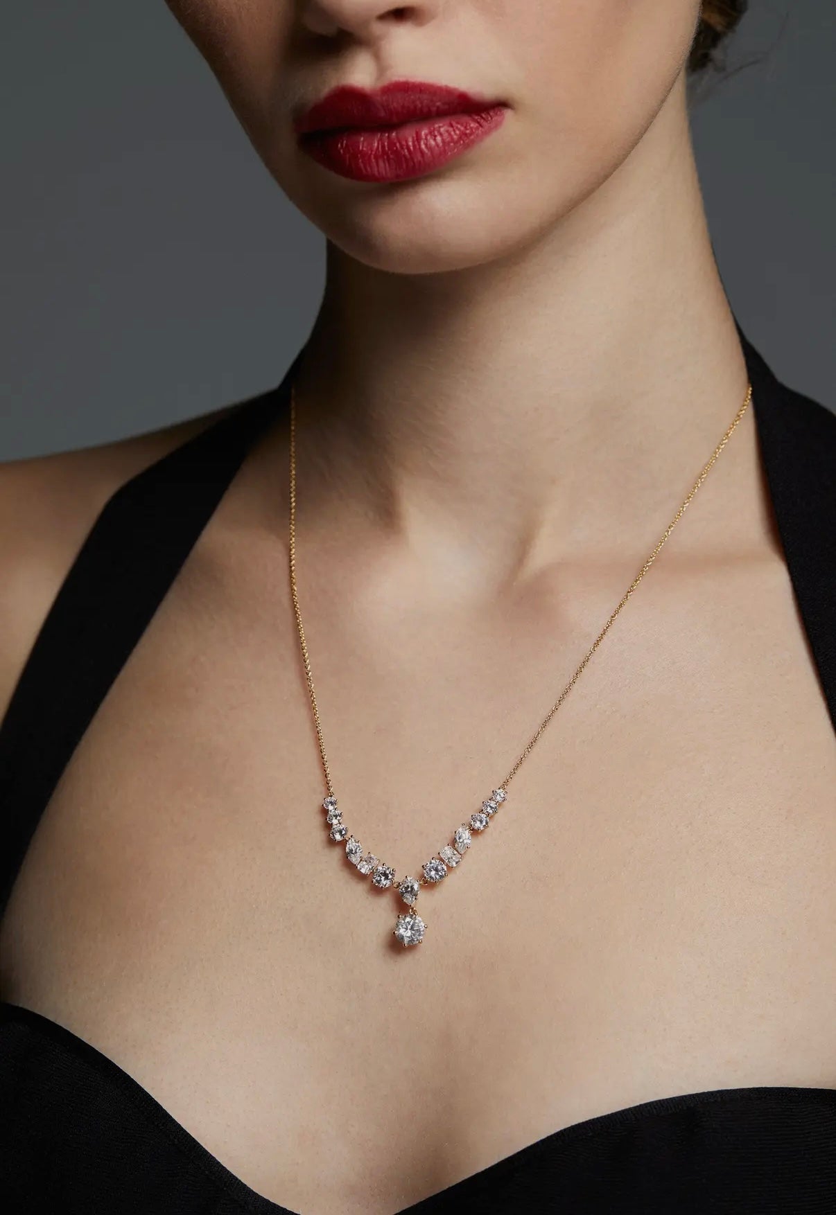 Beatrix Mixed Cz Frontal Necklace