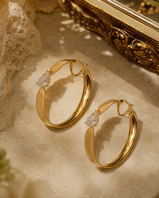 Farrah Pear Cz Hoops