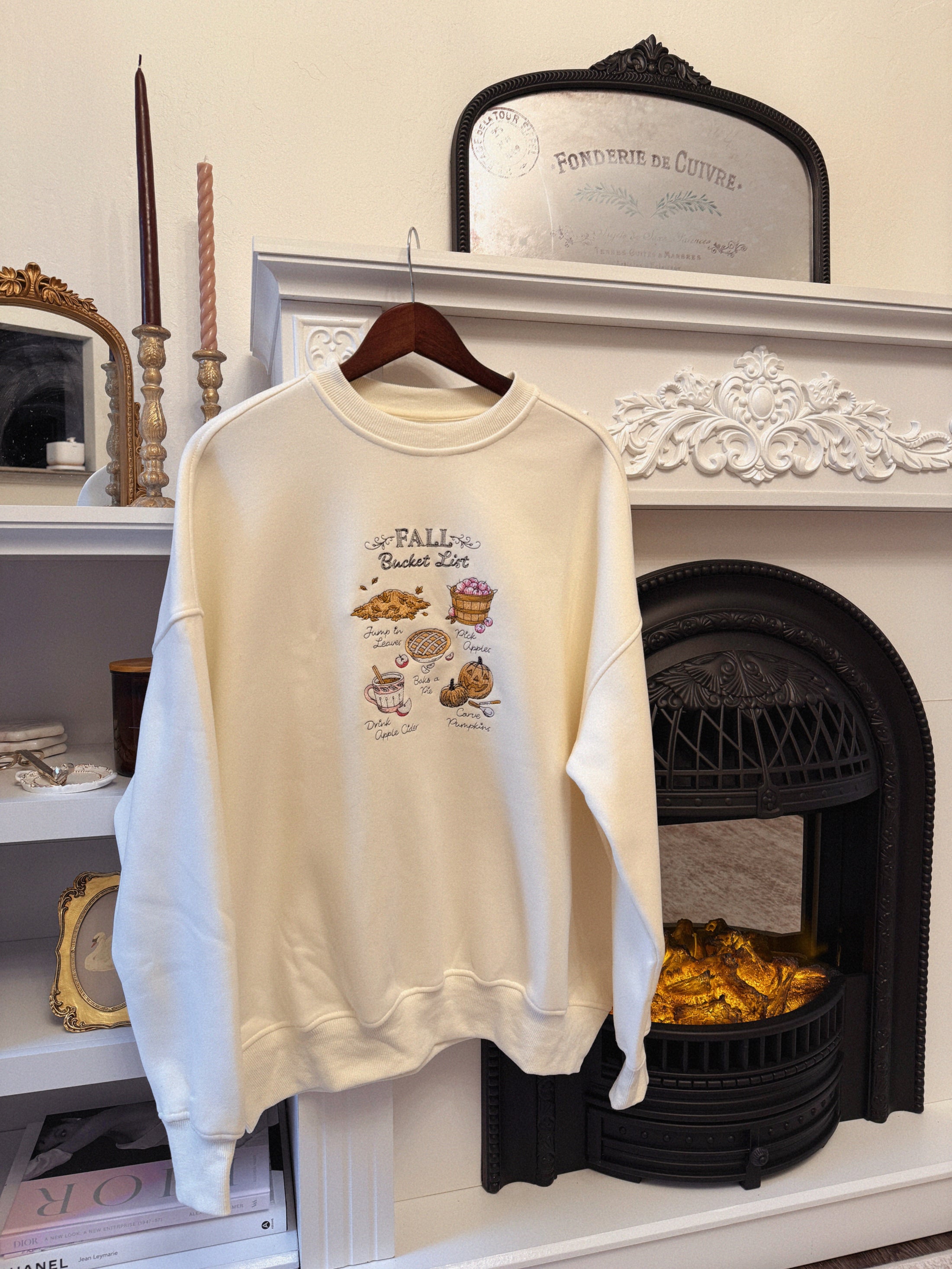 Fall Bucket List Pullover - Cream