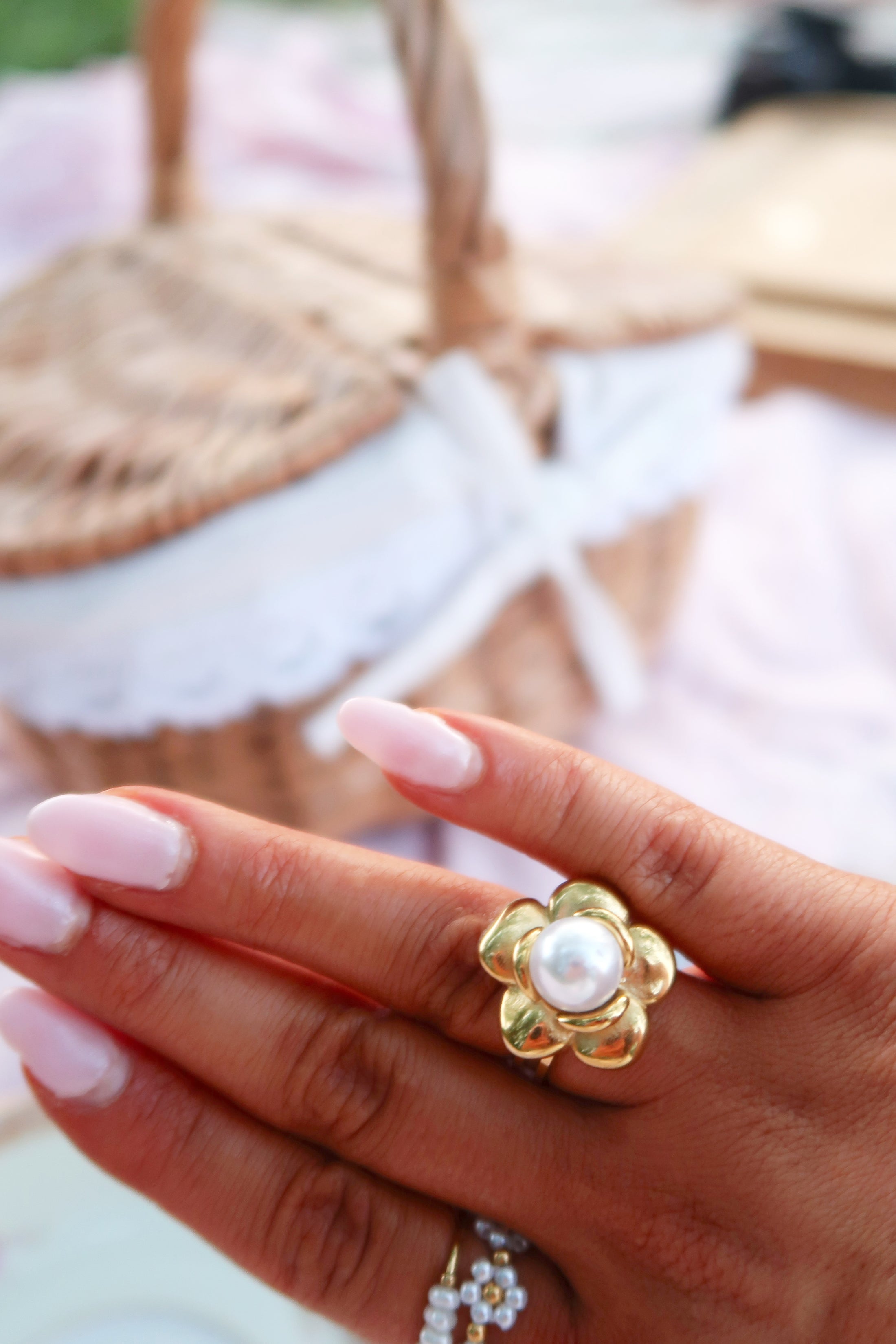 Pearl Poppy Ring