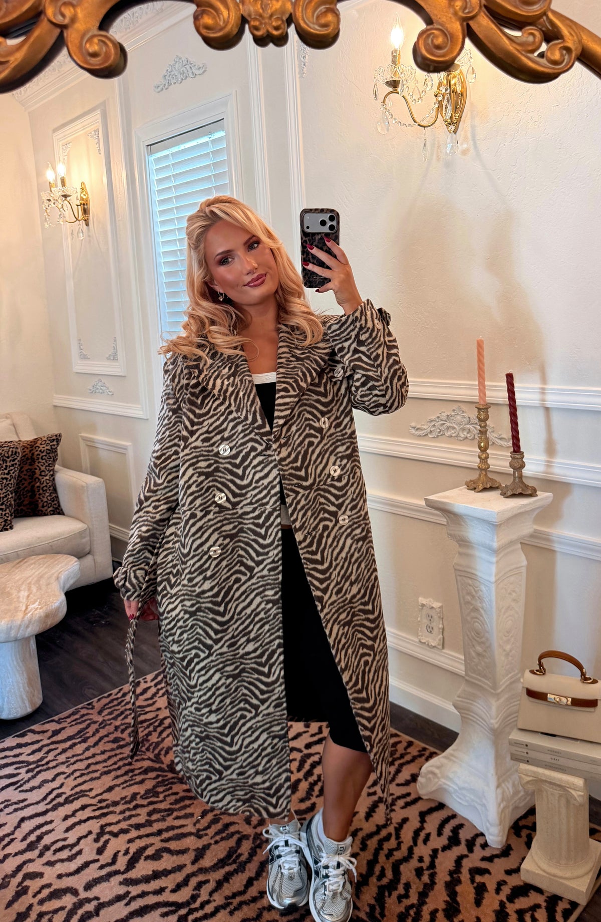 Montaigne Zebra Longline Trench Coat