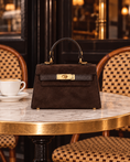 Load image into Gallery viewer, The Janáe Mini Handbag - Chocolate Suede Preorder 10.17
