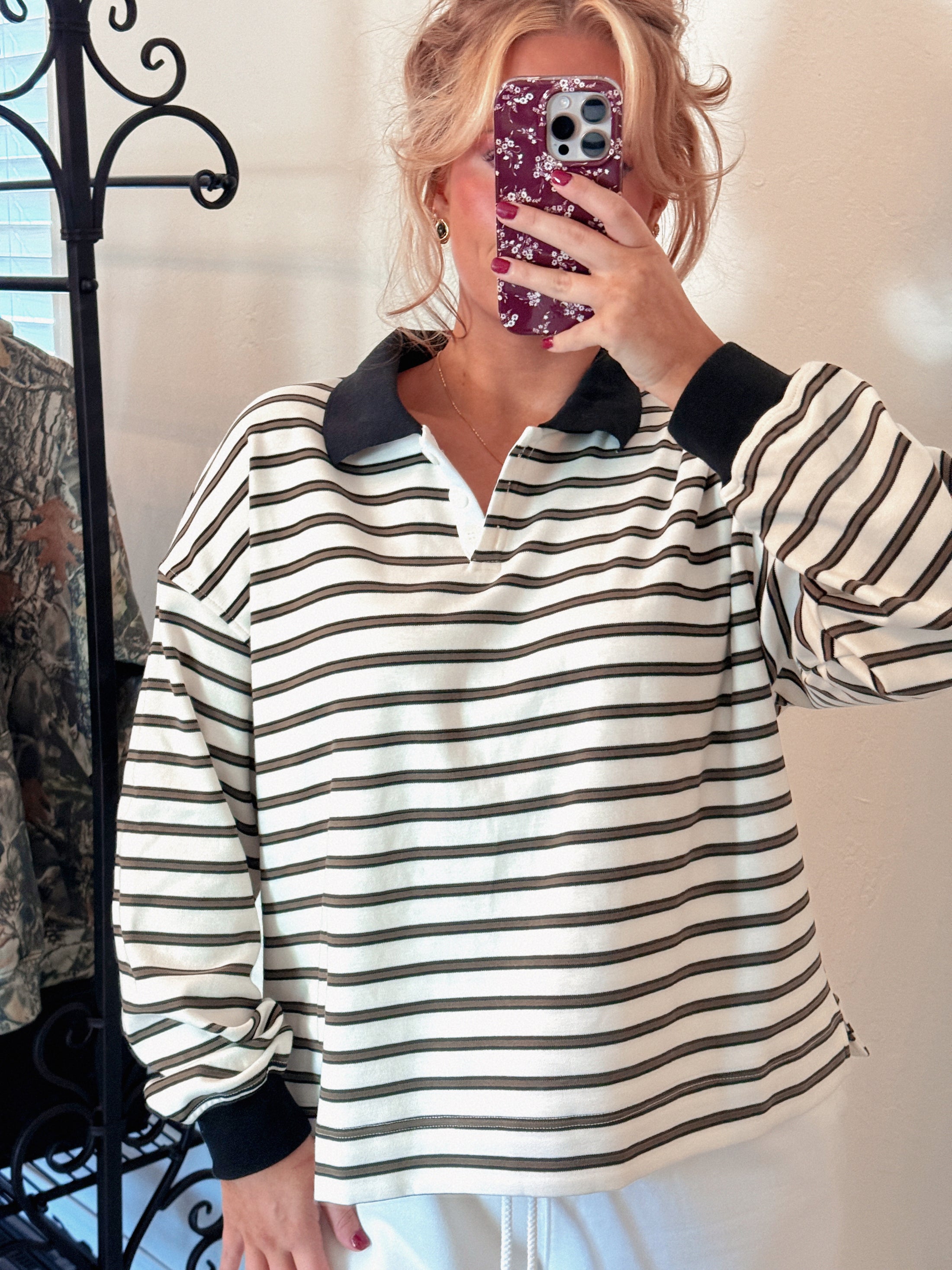 The Oxford Rugby Top - Olive/Black