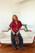 Load image into Gallery viewer, Aubrielle Button Top - Wine

