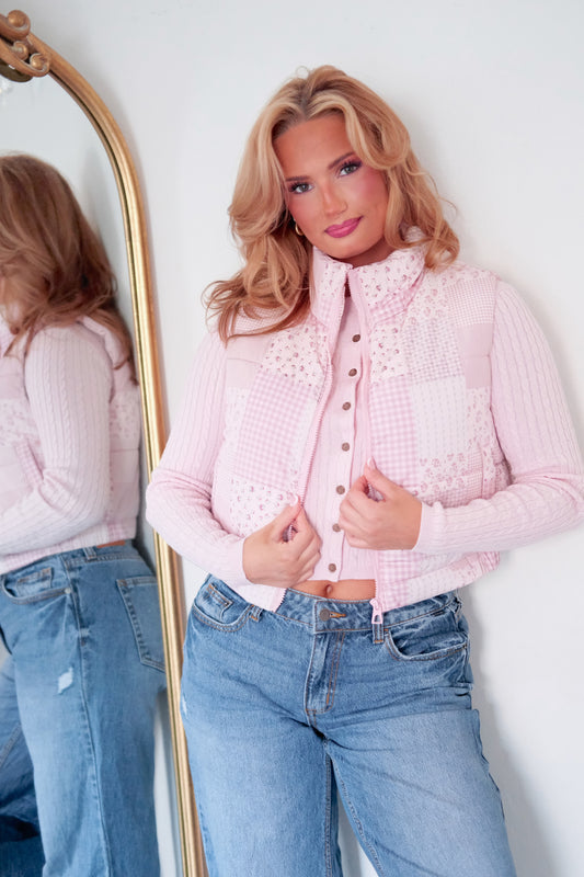 The Frosted Peony Patchwork Vest