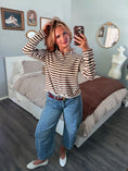 Load image into Gallery viewer, The Ashford Stripe Mockneck - Chocolate
