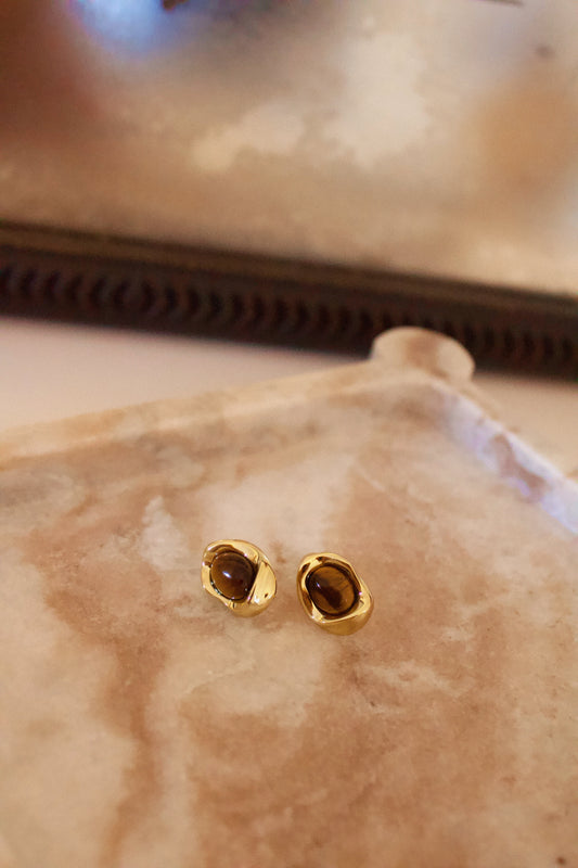 The Solene Tiger Eye Studs